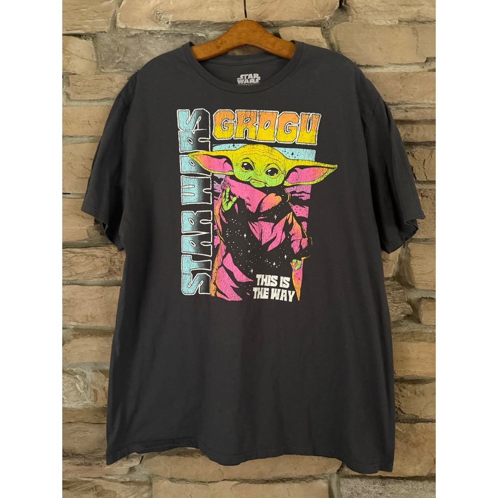 Star Wars Grogu This Is The Way Graphic T-Shirt Mens 2XL Gray Mad Engine Neon